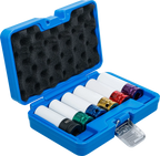 Conjunto de encaixes de impacto com proteção | Entrada de quadrado interno de 12,5 mm (1/2") | 15 / 17 / 19 / 21 / 22 mm / MS17 | 6 peças