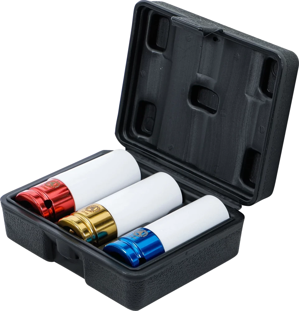 Conjunto de encaixes de impacto com proteção | Entrada de quadrado interno de 12,5 mm (1/2") | 17 - 19 - 21 mm | 3 peças