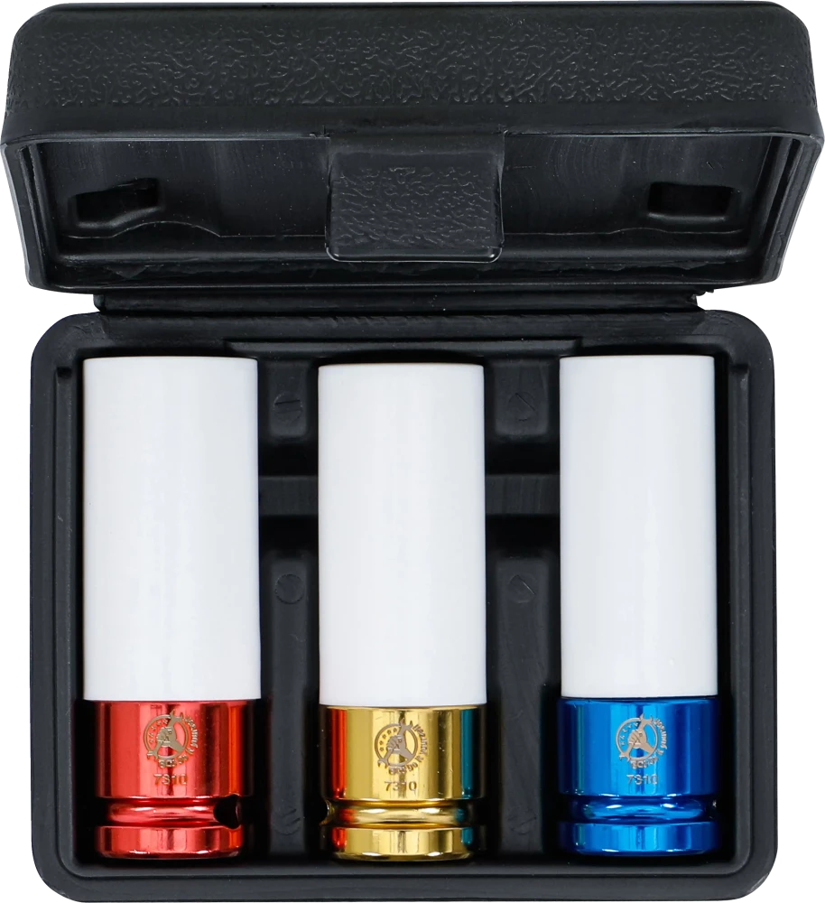 Conjunto de encaixes de impacto com proteção | Entrada de quadrado interno de 12,5 mm (1/2") | 17 - 19 - 21 mm | 3 peças