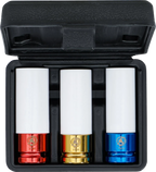 Conjunto de encaixes de impacto com proteção | Entrada de quadrado interno de 12,5 mm (1/2") | 17 - 19 - 21 mm | 3 peças