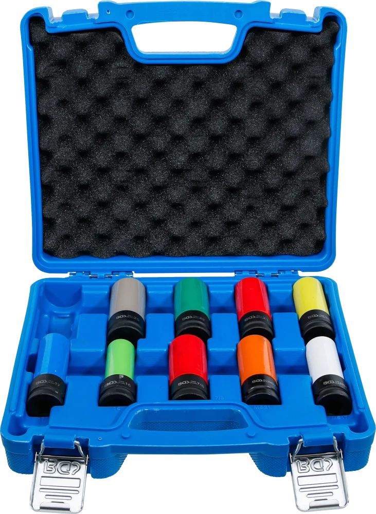 Conjunto de encaixes de impacto com proteção | 12,5 mm (1/2") | 15 - 24 mm e parafusos de roda especiais | 10 peças