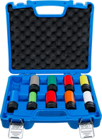 Conjunto de encaixes de impacto com proteção | 12,5 mm (1/2") | 15 - 24 mm e parafusos de roda especiais | 10 peças