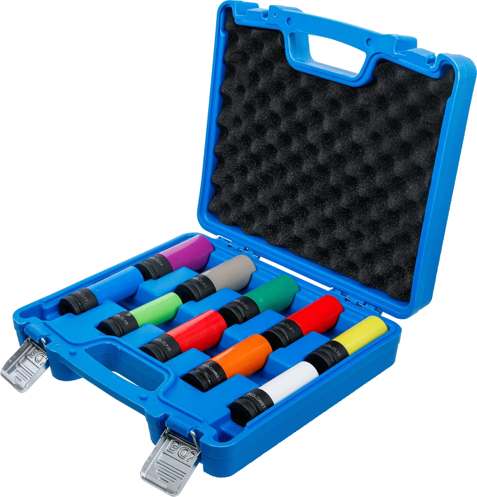 Conjunto de encaixes de impacto com proteção | 12,5 mm (1/2") | 15 - 24 mm e parafusos de roda especiais | 10 peças