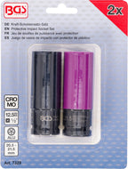 Conjunto de encaixes de impacto com proteção | Entrada de quadrado interno de 12,5 mm (1/2") | 20,5 / 21,5 mm | 2 peças