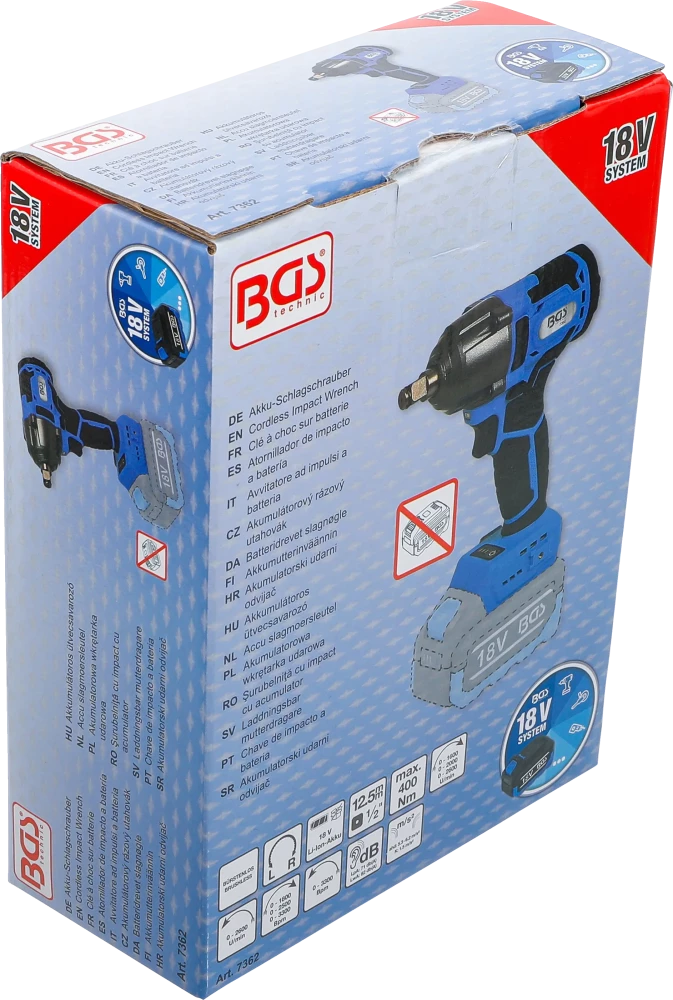 Chave de impacto a bateria | sem escovas | 12,5 mm (1/2") | 400 Nm | 18 V | sem bateria