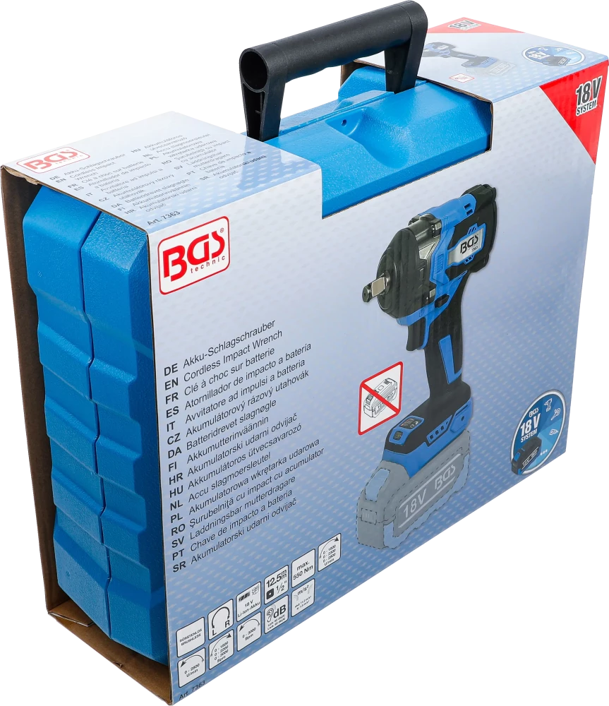 Chave de impacto a bateria | sem escovas | 12,5 mm (1/2") | 550 Nm | 18 V | sem bateria