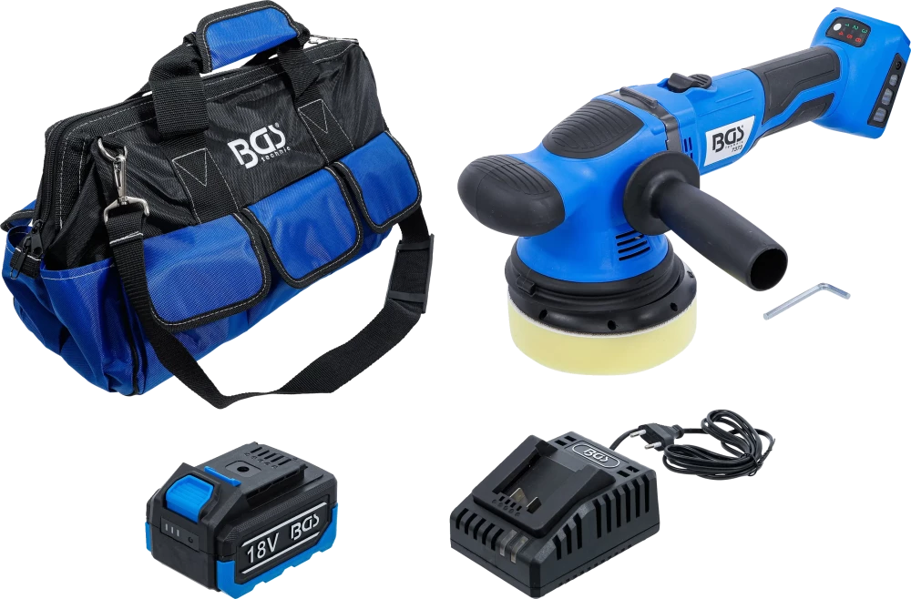 Conjunto de polidores excêntricos a bateria | sem escovas | 18 V | com bateria e carregador