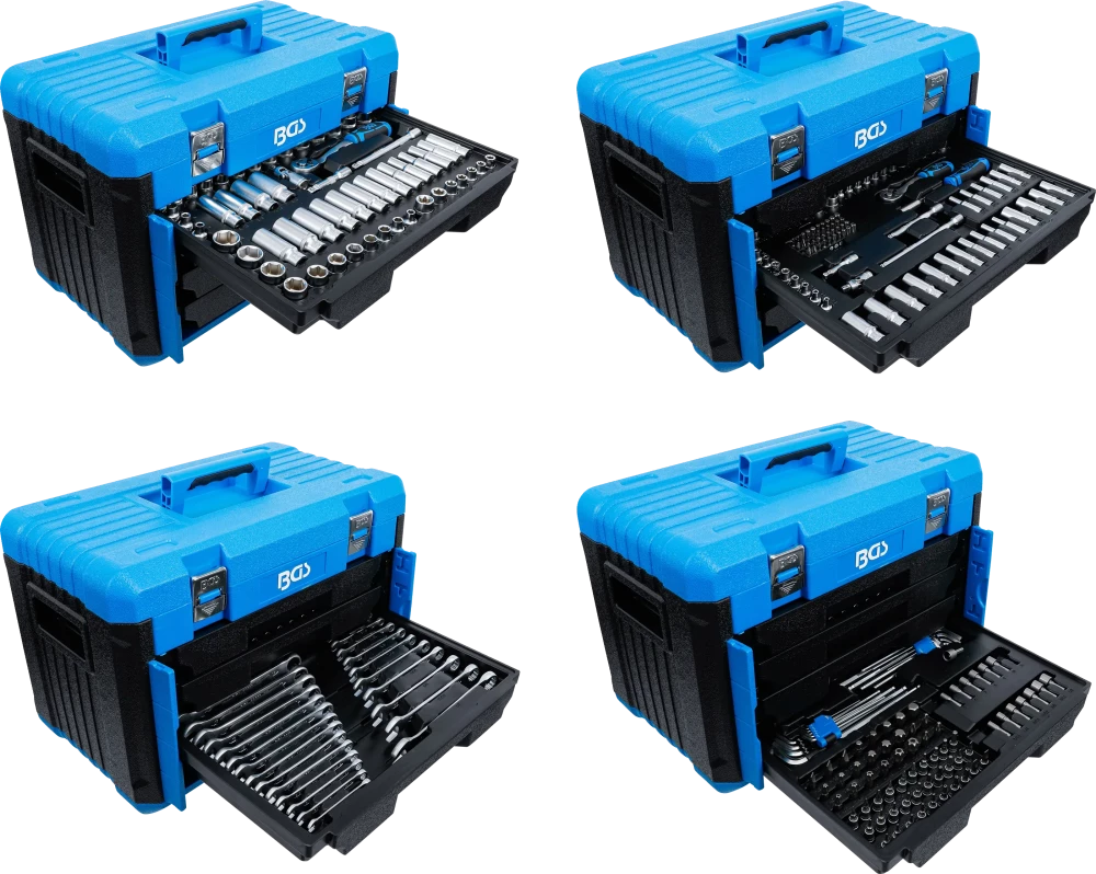 Conjunto de Chaves de Caixa 1/4"+3/8"+1/2" | Métrico + Polegadas | 300 Peças
