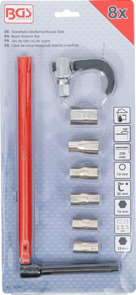 Conjunto de chaves de porcas para torneira alta | 8 peças