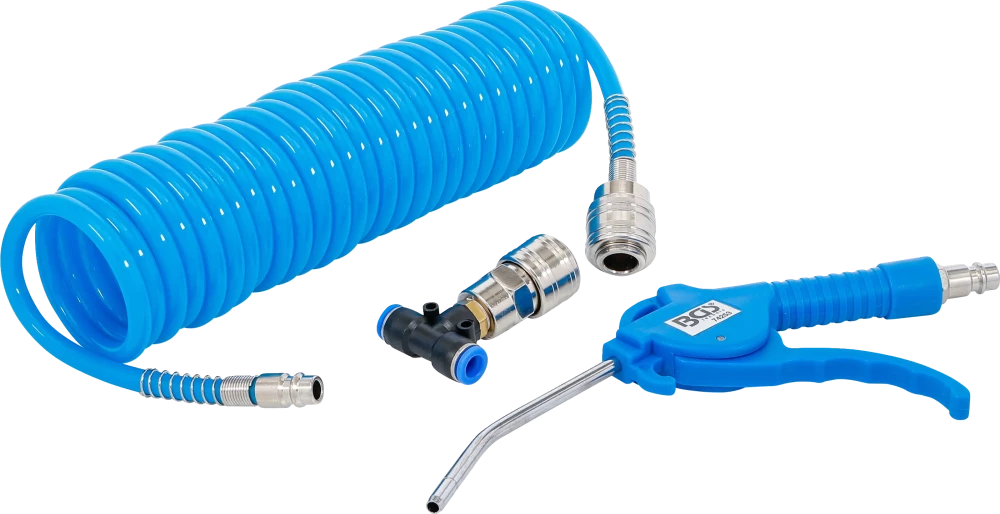 Pistola de ar comprimido | com mangueira espiral de ar comprimido e conector em T