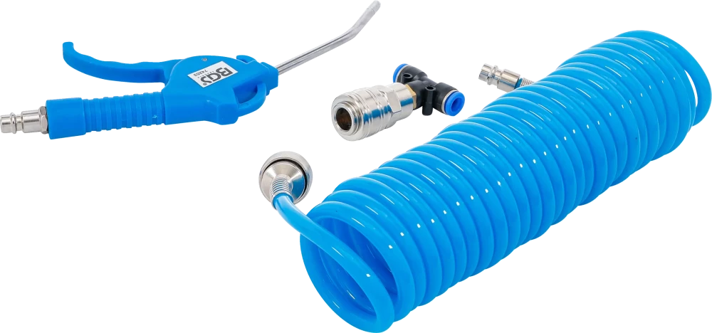 Pistola de ar comprimido | com mangueira espiral de ar comprimido e conector em T