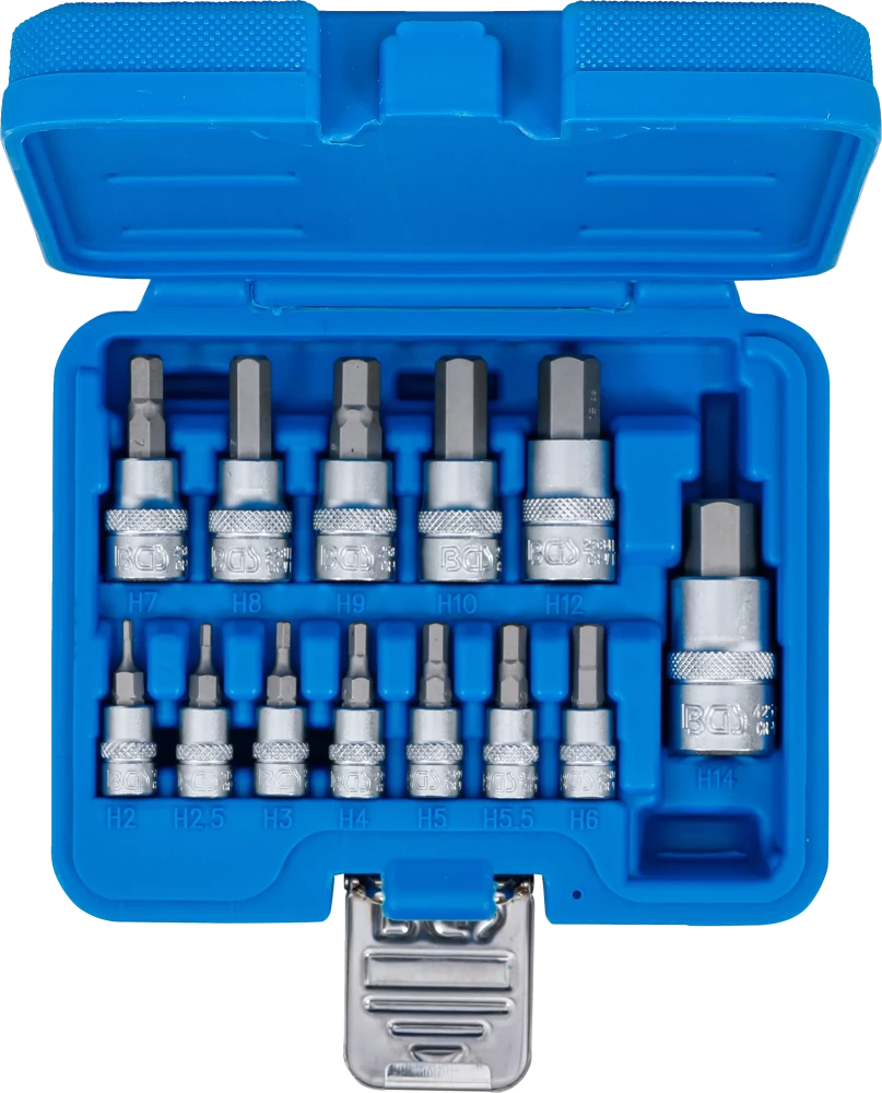 Conjunto de Encaixes para Pontas | Sextavado Interno | 1/4" + 3/8" + 1/2" | 13 peças