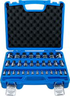 Conjunto de Encaixes para Pontas | Sextavado Interno Métrico e Polegadas | 1/4"+3/8"+1/2" | 32 peças