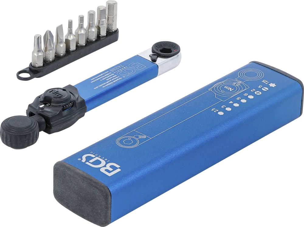 Chave de torque | Saída de sextavado interno 6,3 mm (1/4") | 2 - 10 Nm | com conjunto de pontas | 9 peças