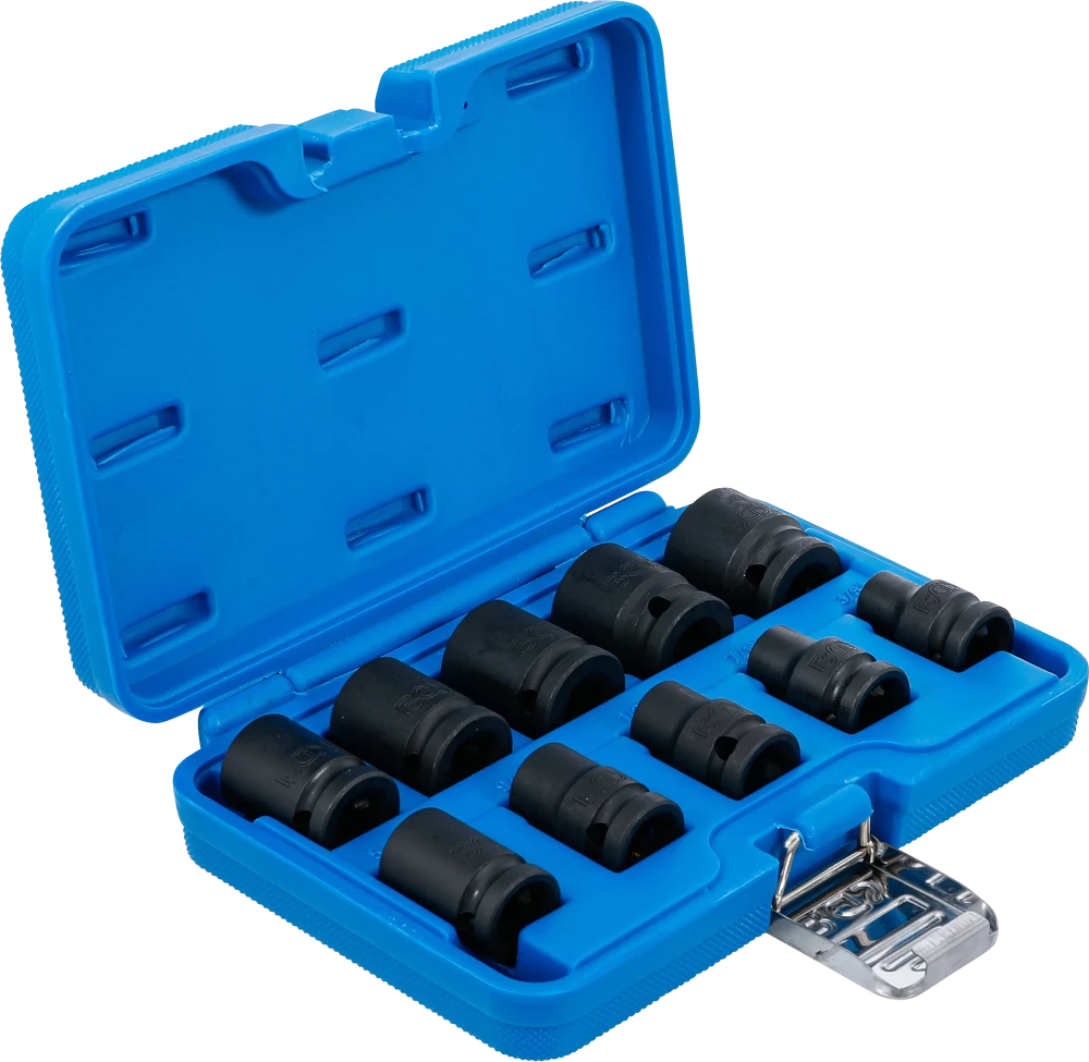 Conjunto de encaixes para chave de caixa de impacto sextavados | Entrada de quadrado interno de 12,5 mm (1/2") | 3/8 - 15/16" | Tamanhos em polegadas | 10 peças