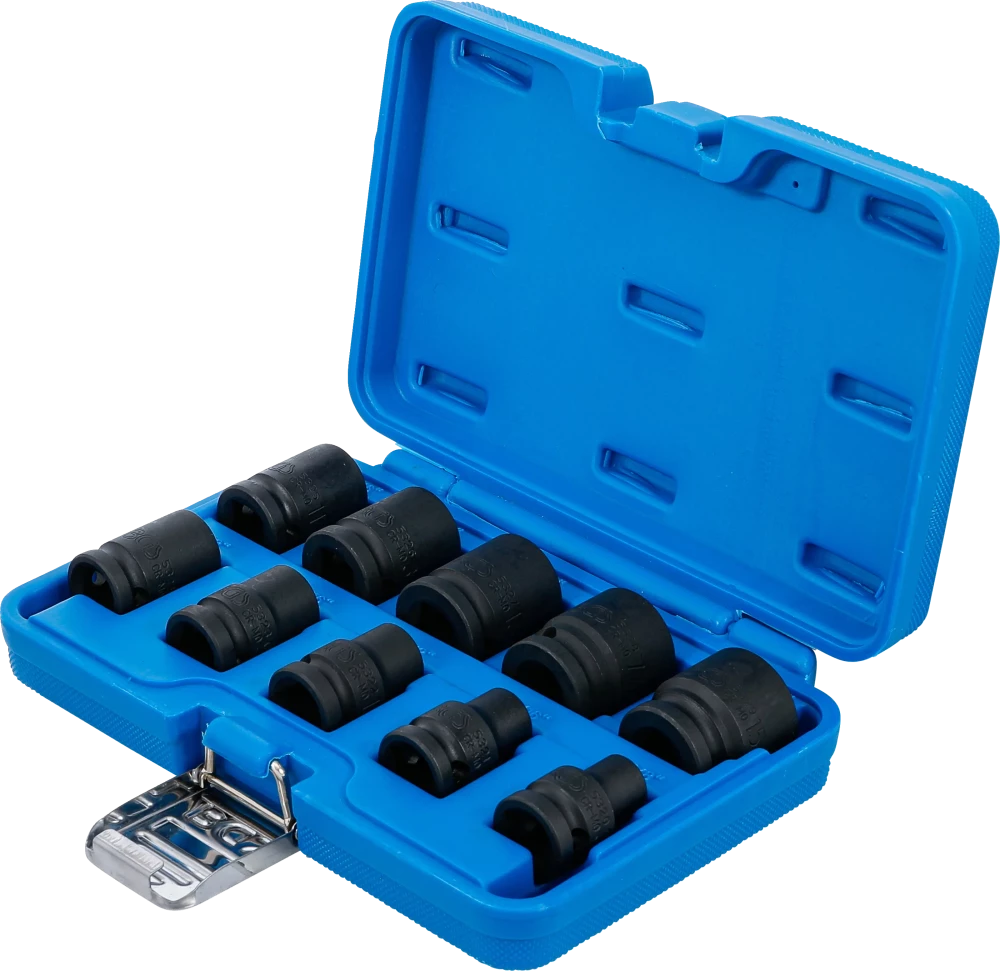 Conjunto de encaixes para chave de caixa de impacto sextavados | Entrada de quadrado interno de 12,5 mm (1/2") | 3/8 - 15/16" | Tamanhos em polegadas | 10 peças