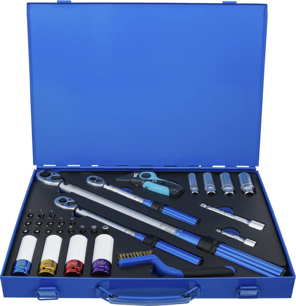 Conjunto de chaves dinamométricas | 6,3 mm (1/4"), 10 mm (3/8"), 12,5 mm (1/2") | 31 peças
