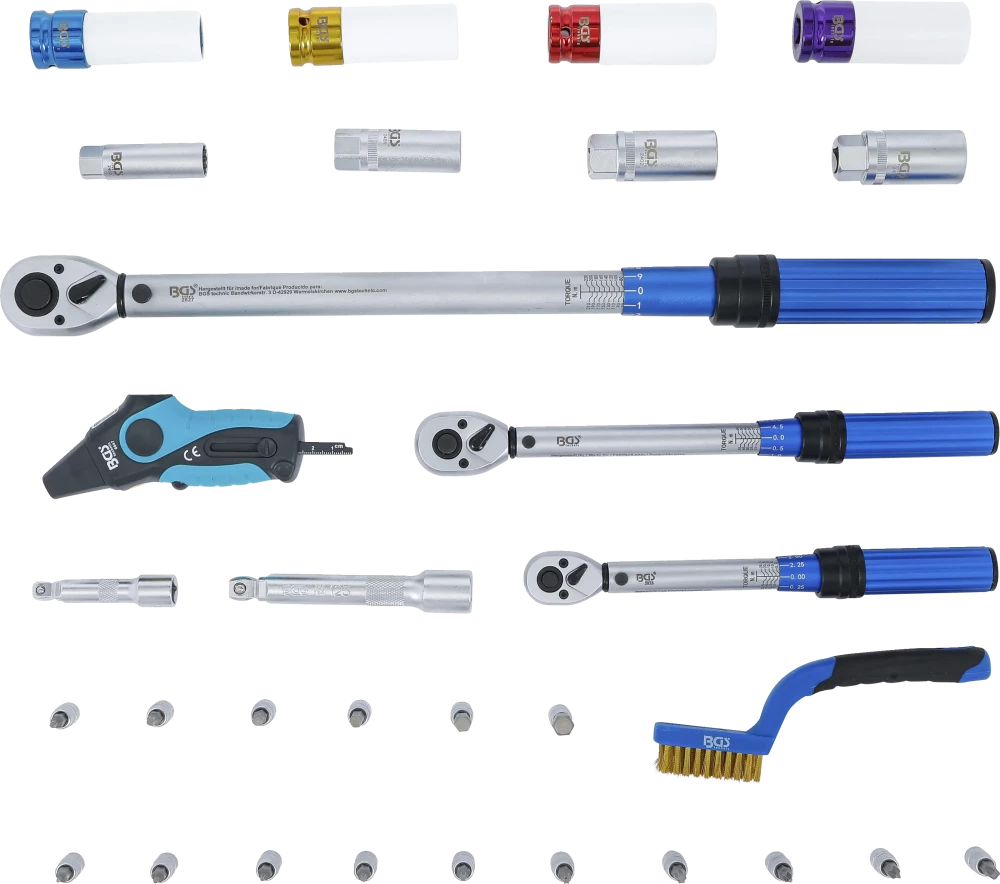 Conjunto de chaves dinamométricas | 6,3 mm (1/4"), 10 mm (3/8"), 12,5 mm (1/2") | 31 peças