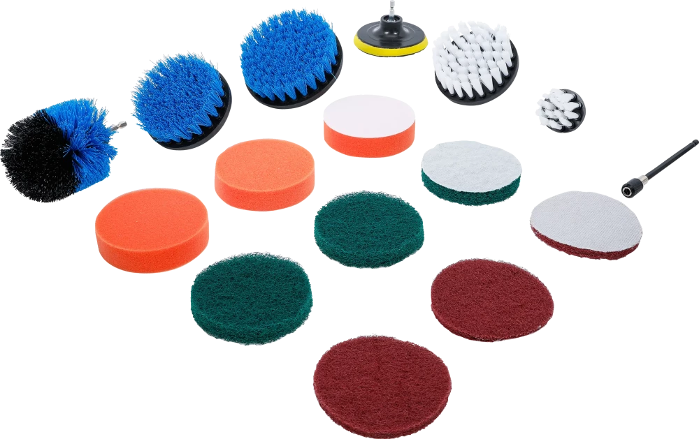 Conjunto de discos para polir / lixar e acessórios de escova | para perfuradoras | 16 peças