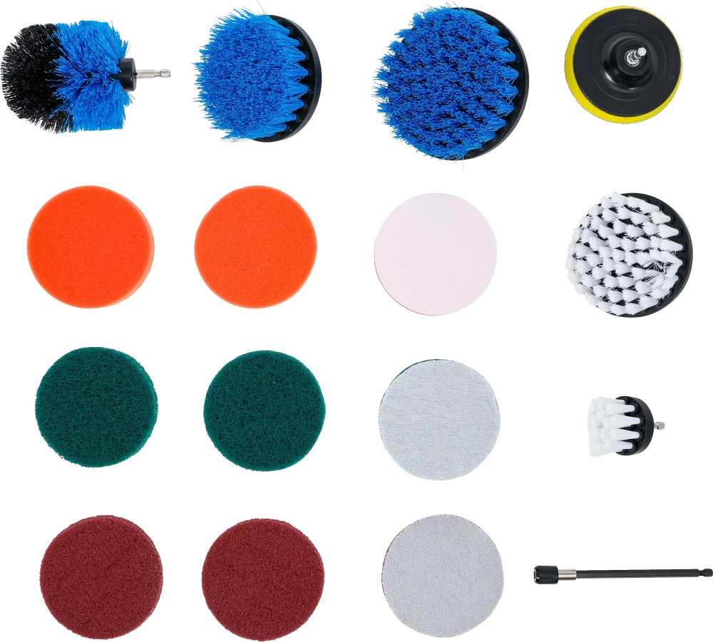 Conjunto de discos para polir / lixar e acessórios de escova | para perfuradoras | 16 peças