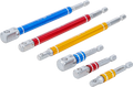 Conjunto de adaptadores para perfuradoras | várias cores | Entrada sextavado externo 6,3 mm (1/4") | Saída de sextavado externo 6,3 mm (1/4"), 10 mm (3/8"), 12,5 mm (1/2")| 75 - 150 mm | 6 peças