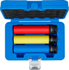 Conjunto de encaixes de impacto com proteção | extra profundo | Entrada de quadrado interno de 12,5 mm (1/2") | 17 / 19 / 21 mm | 3 peças