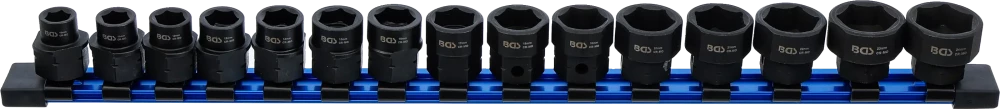 Conjunto de encaixes para chave de caixa de impacto sextavados, extra planos | Entrada de quadrado interno de 12,5 mm (1/2") | 10 - 24 mm | 15 peças