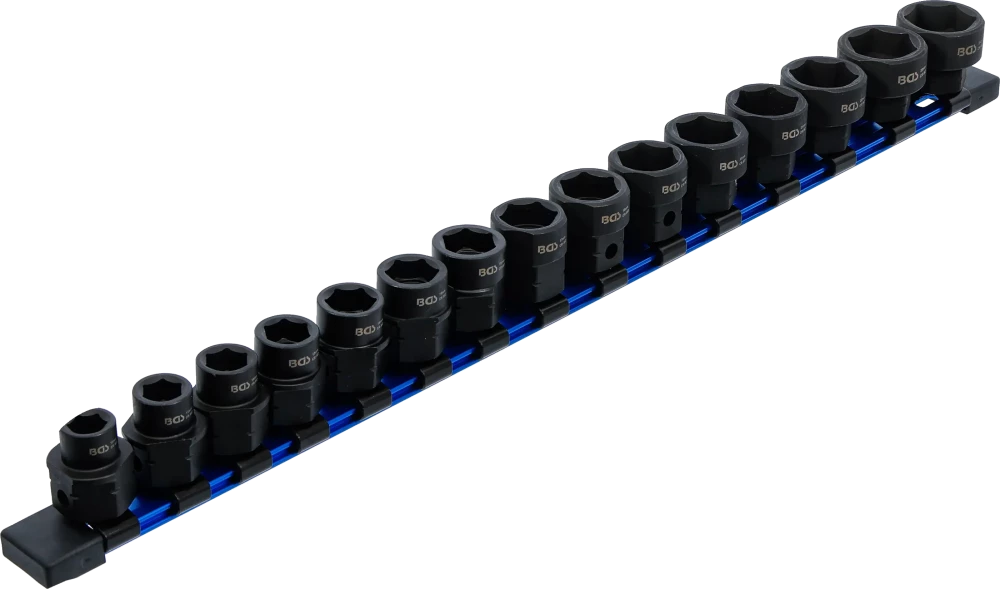 Conjunto de encaixes para chave de caixa de impacto sextavados, extra planos | Entrada de quadrado interno de 12,5 mm (1/2") | 10 - 24 mm | 15 peças