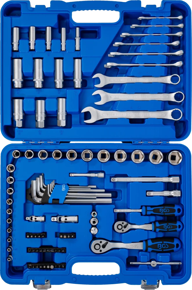 Conjunto de Chaves de Caixa Sextavadas 1/4"+3/8" | 92 Peças