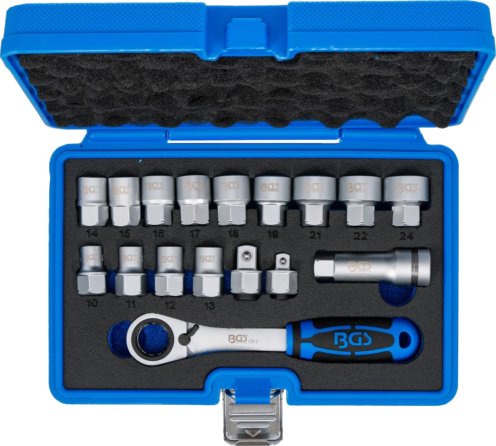 Conjunto de Chaves de Caixa de Passagem Gear Lock | 10-24 mm | 17 Peças