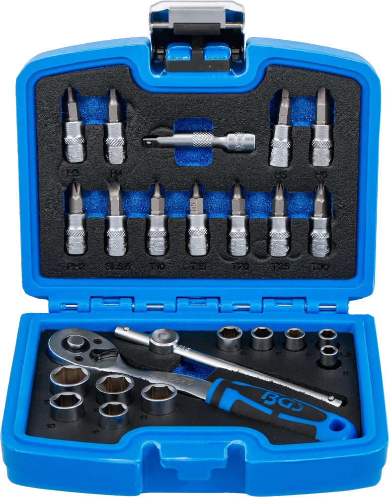 Conjunto de Chaves de Caixa Pro Torque 1/4" | 24 Peças | Mala Compacta