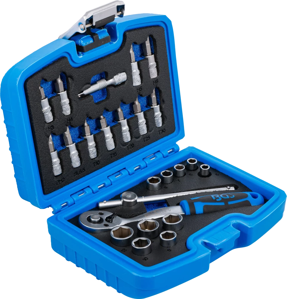 Conjunto de Chaves de Caixa Pro Torque 1/4" | 24 Peças | Mala Compacta