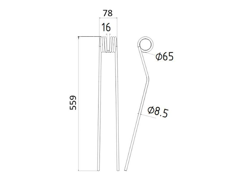 Mola Comp:559mm, Larg:78mm, Ø8.5mm - para Pottinger Aplicavel em: 436033 (S.74804)
