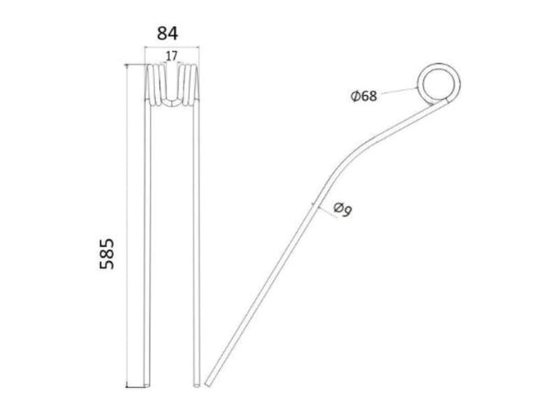 Mola Comp:585mm, Larg:84mm, Ø9mm - para Pottinger Aplicavel em: 436031 (S.74805)