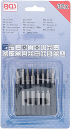 Conjunto de pontas | compridas | Entrada de sextavado externo 6,3 mm (1/4") | diferentes perfis | 32 peças