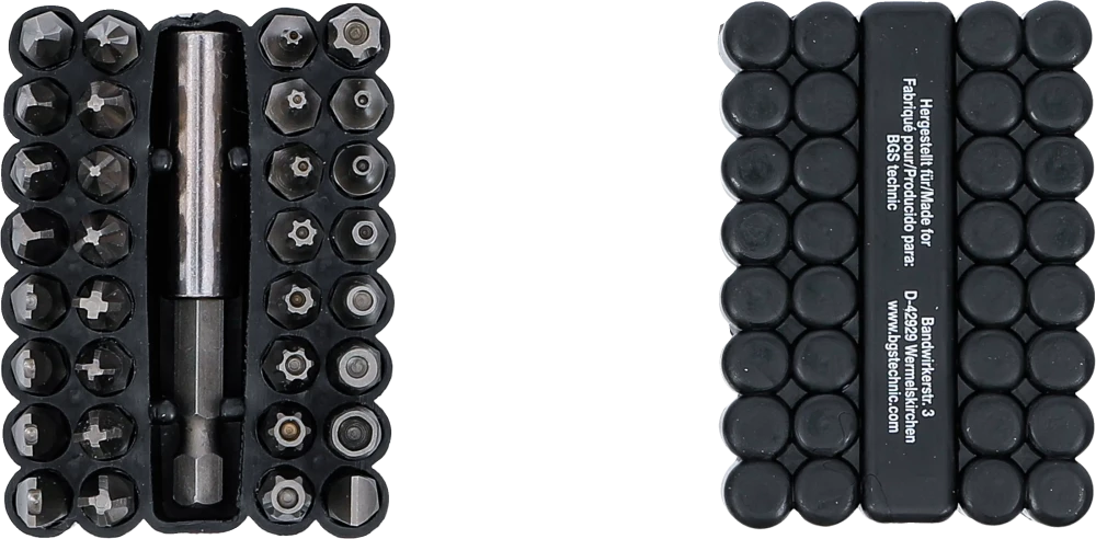 Conjunto de pontas | curtas | Entrada de sextavado externo 6,3 mm (1/4") | diferentes perfis | 33 peças