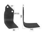 Faca Dt. 80x7mm Altura: 180mm. Centros de orifícios em: 57mm. Orifício Ø: 13.5mm. para Dowdeswell, Howard, Kuhn Aplicavel em: 3901 (S.77223)