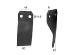 Faca Dt. 80x8mm Altura: Centros de orifícios em: 44mm. Orifício Ø: 14.5mm. para Maschio Aplicavel em: 26100417 (S.77270)