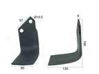 Faca Esq. 80x8mm Altura: 180mm. Centros de orifícios em: 57mm. Orifício Ø: 14.5mm. para Celli Aplicavel em: 722534 (S.77358)