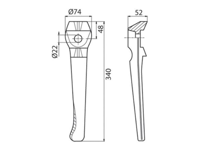 Bico para grade de bicos 340mm. Esq. para Lely Aplicavel em: 1.1699.0111.0 (S.77572)