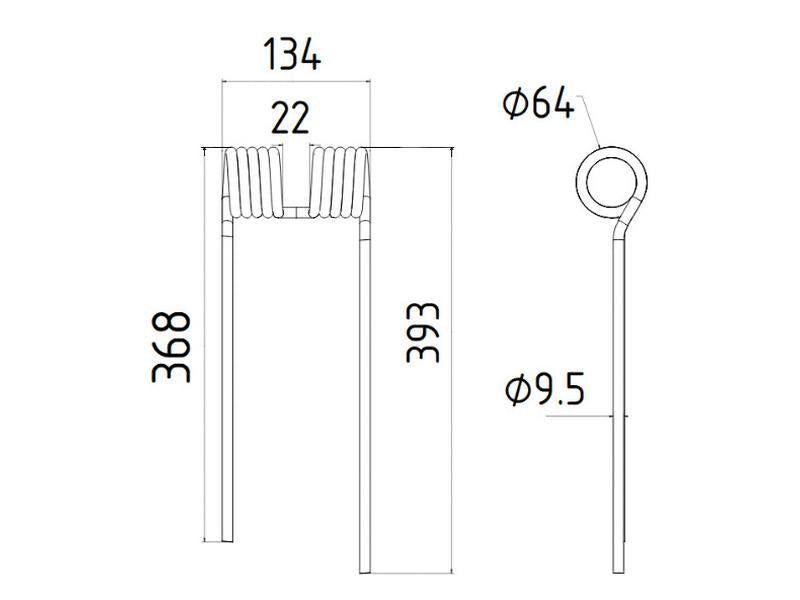 Mola - Esq. - Comp:393mm, Larg:131mm, Ø9.5mm - para Krone Aplicavel em: 1530151 (S.77774)