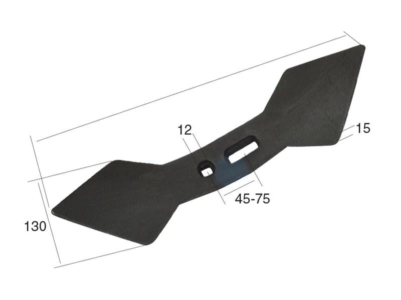 Bico escarificador 440x130x15mm Centros de orifícios em 45/75mm (S.77827)