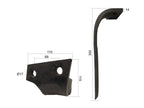 Bico 110x14x350mm Esq. Centros de orifícios em: 68mm. Orifício Ø 17mm. para Kuhn. Aplicavel em: 52552500 (S.77983)