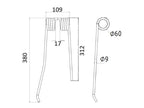 Mola - Dt. - Comp:368mm, Larg:111mm, Ø9mm - para Lely Aplicavel em: 73135 (S.78057)
