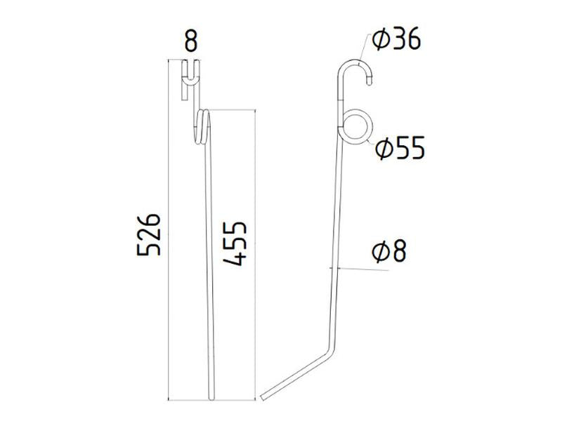 Mola - Esq./Dt. - Comp:526mm, Larg:42mm, Ø8mm - para Einbock Aplicavel em: 15099 (S.78060)