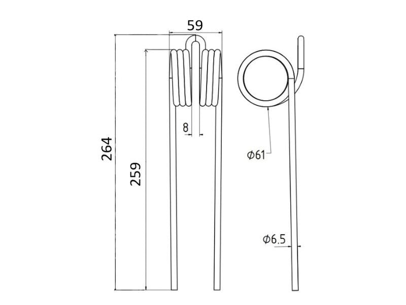 Mola Comp:265mm, Larg:57mm, Ø6.4mm - para JF Aplicavel em: 14330397 (S.78064)