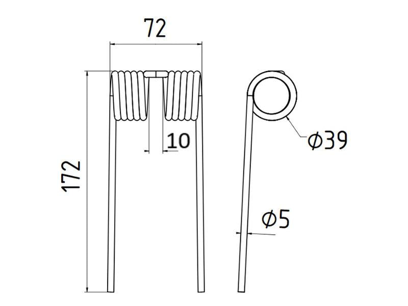 Mola Comp:172mm, Larg:72mm, Ø5mm - para John Deere Aplicavel em: CC25176 (S.78065)