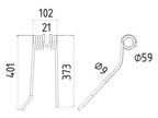 Mola - Dt. - Comp:401mm, Larg:102mm, Ø9mm - para Deutz-Fahr Aplicavel em: 06580648 (S.78069)