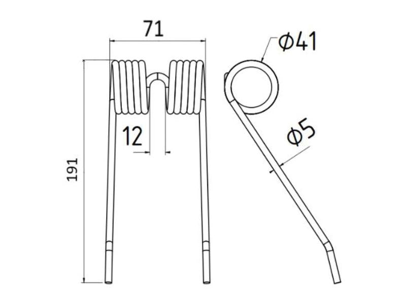 Mola Comp:191mm, Larg:71mm, Ø5mm - para New Holland (S.78073)