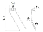 Mola - Dt. - Comp:374mm, Larg:101mm, Ø9mm - para Deutz-Fahr Aplicavel em: 06229777 (S.78075)